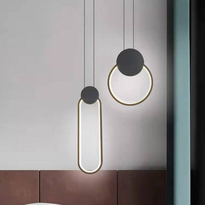 Modern Minimalist Spherical Circular Oval Rhombus Aluminum Iron LED Pendant Light For Bedroom