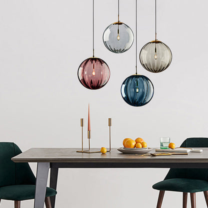 Modern Minimalist Spherical Round Iron Glass 1-Light Pendant Light For Dining Room