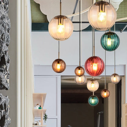 Modern Minimalist Spherical Round Iron Glass 1-Light Pendant Light For Dining Room