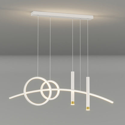 Modern Minimalist Spherical Round Aluminum Silicone Iron Acrylic LED Island Light Chandelier For Dining Room
