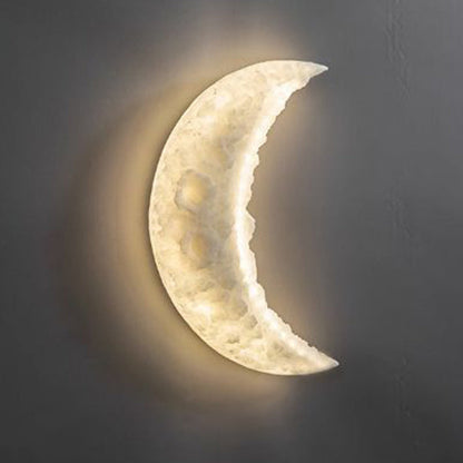 Contemporary Creative Moon Round Resin LED Wall Sconce Lamp For Bedroom