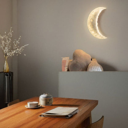 Contemporary Creative Moon Round Resin LED Wall Sconce Lamp For Bedroom
