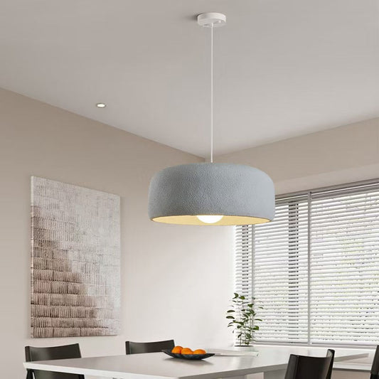 Modern Minimalist Cylindrical Round Resin Glass 1-Light Pendant Light For Dining Room