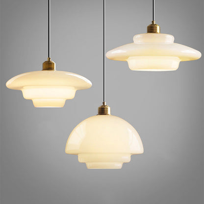 Modern Minimalist Flying Saucer-Shaped Spherical Round Iron Glass 1-Light Pendant Light For Dining Room