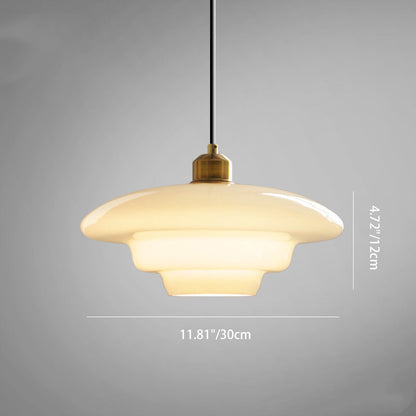 Modern Minimalist Flying Saucer-Shaped Spherical Round Iron Glass 1-Light Pendant Light For Dining Room