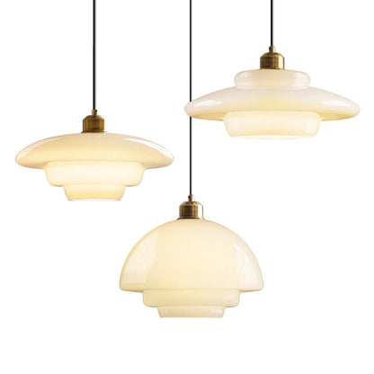 Modern Minimalist Flying Saucer-Shaped Spherical Round Iron Glass 1-Light Pendant Light For Dining Room