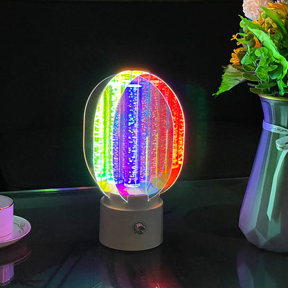 Contemporary Creative Cylindrical Aluminum Acrylic LED Table Lamp For Bedroom