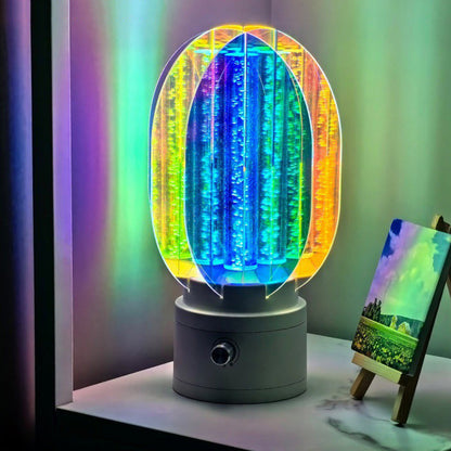 Contemporary Creative Cylindrical Aluminum Acrylic LED Table Lamp For Bedroom