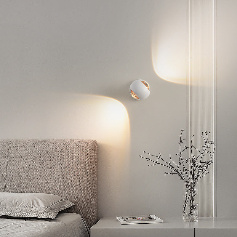 مصباح حائط LED دائري من الألومنيوم والحديد بتصميم عصري بسيط لغرفة المعيشة 