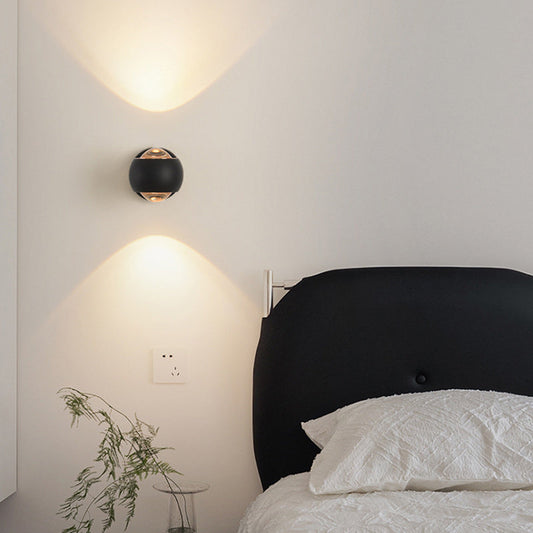 مصباح حائط LED دائري من الألومنيوم والحديد بتصميم عصري بسيط لغرفة المعيشة 