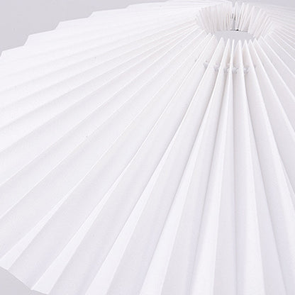 Contemporary Scandinavian Pleated Fan-Shaped Round Iron Fabric 1-Light Table Lamp For Bedroom