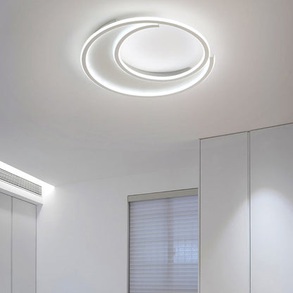 Modern Minimalist Circular Aluminum Iron Silicone LED Flush Mount Ceiling Light For Bedroom
