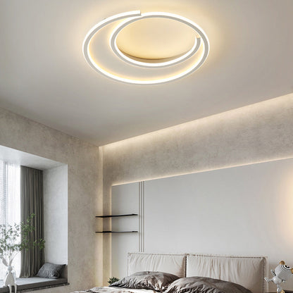 Modern Minimalist Circular Aluminum Iron Silicone LED Flush Mount Ceiling Light For Bedroom