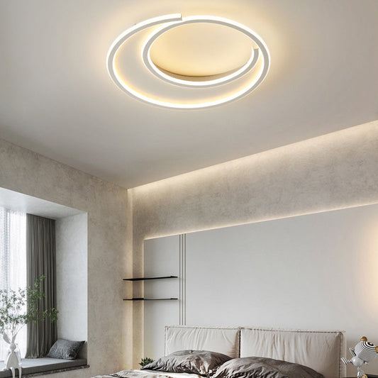 Modern Minimalist Circular Aluminum Iron Silicone LED Flush Mount Ceiling Light For Bedroom