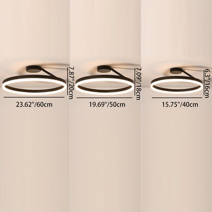 Modern Minimalist Round Aluminum Iron Acrylic LED Semi-Flush Mount Ceiling Light For Bedroom