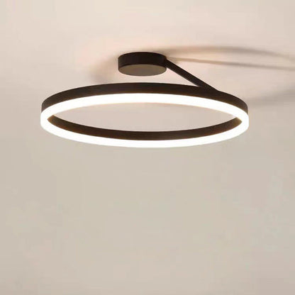 Modern Minimalist Round Aluminum Iron Acrylic LED Semi-Flush Mount Ceiling Light For Bedroom