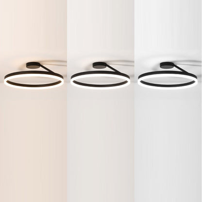 Modern Minimalist Round Aluminum Iron Acrylic LED Semi-Flush Mount Ceiling Light For Bedroom