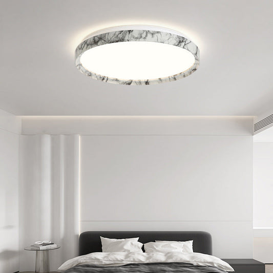 Modern Minimalist Round Cylindrical Iron Acrylic LED Flush Mount Ceiling Light For Bedroom