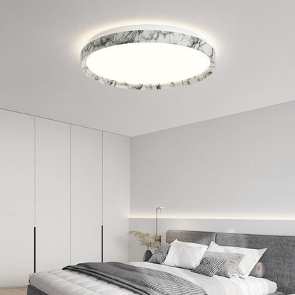 Modern Minimalist Round Cylindrical Iron Acrylic LED Flush Mount Ceiling Light For Bedroom