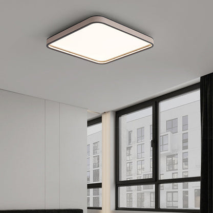 Modern Minimalist Square Aluminum Diamond Panel Faux Leather LED Flush Mount Ceiling Light For Bedroom