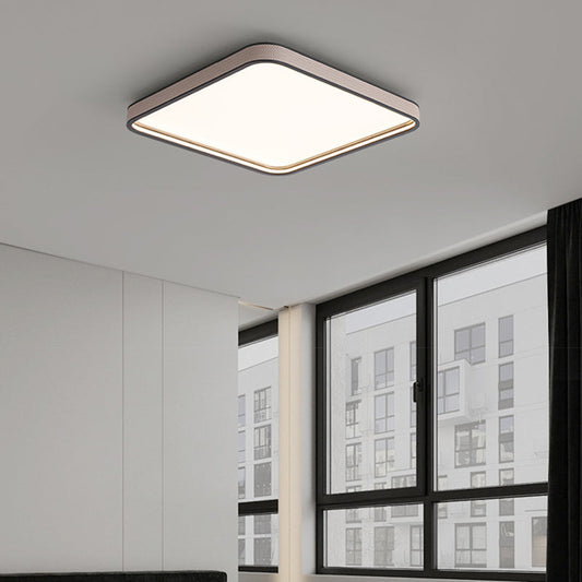 Modern Minimalist Square Aluminum Diamond Panel Faux Leather LED Flush Mount Ceiling Light For Bedroom