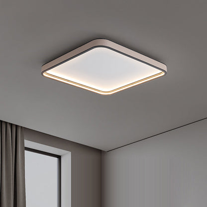 Modern Minimalist Square Aluminum Diamond Panel Faux Leather LED Flush Mount Ceiling Light For Bedroom