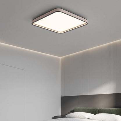 Modern Minimalist Square Aluminum Diamond Panel Faux Leather LED Flush Mount Ceiling Light For Bedroom