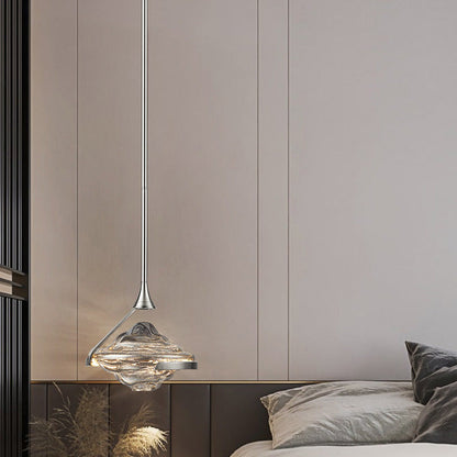 Contemporary Luxury Irregular Cloud Wave-Shaped Iron Glass LED Pendant Light For Bedroom