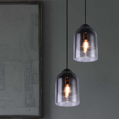 Modern Minimalist Cylindrical Round Iron Glass 1-Light Pendant Light For Bedroom