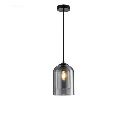 Modern Minimalist Cylindrical Round Iron Glass 1-Light Pendant Light For Bedroom