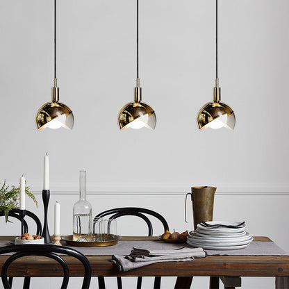 Modern Minimalist Spherical Circular Iron Glass 1-Light Pendant Light For Bedroom