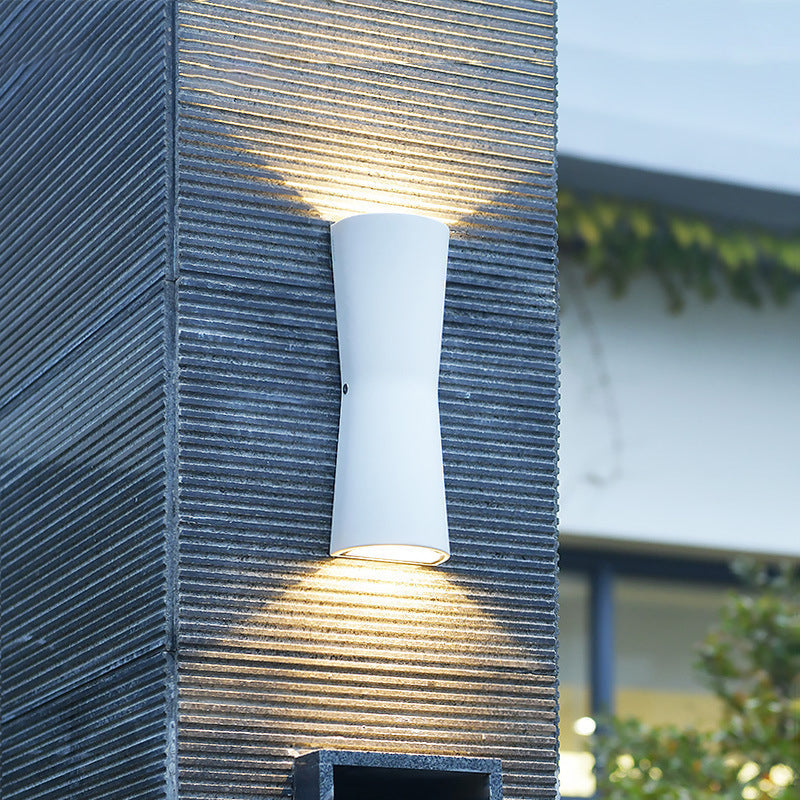 Modern Minimalist Outdoor Waterproof Round Cylindrical Glass Iron LED Wall Scone Lamp For Garden