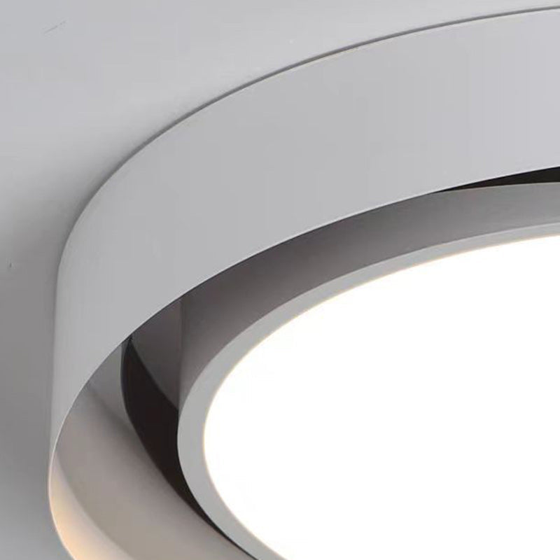 Modern Minimalist Round Cylindrical Iron Acrylic LED Flush Mount Ceiling Light For Bedroom