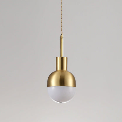 Modern Minimalist Round Spherical Copper Glass 1-Light Pendant Light For Living Room
