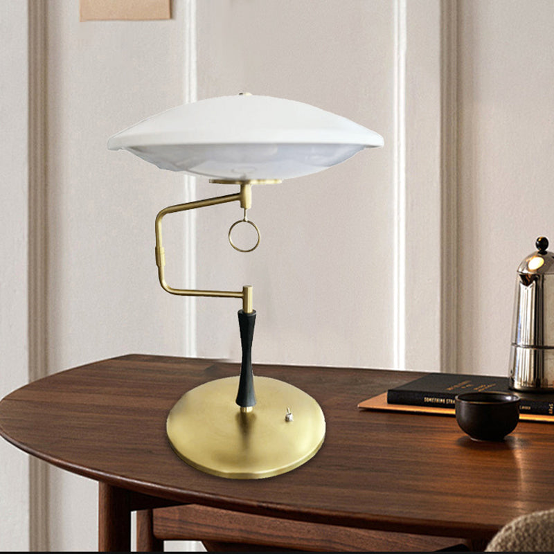 Contemporary Creative Flying Saucer-Shaped Round Iron Acrylic LED Table Lamp For Bedroom