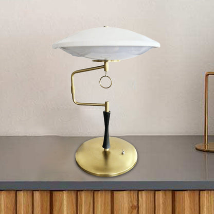 Contemporary Creative Flying Saucer-Shaped Round Iron Acrylic LED Table Lamp For Bedroom