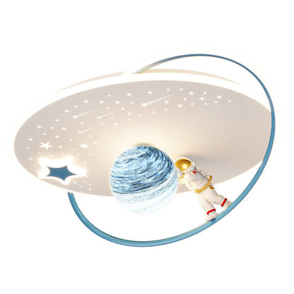 Contemporary Creative Kid Spherical Round Iron Glass Acrylic LED Flush Mount Ceiling Light For Bedroom