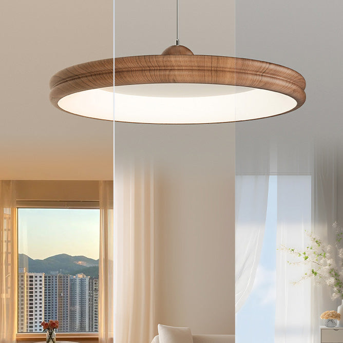 Modern Minimalist Round Cylindrical Iron Acrylic LED Pendant Light For Living Room