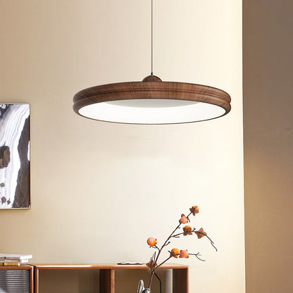 Modern Minimalist Round Cylindrical Iron Acrylic LED Pendant Light For Living Room