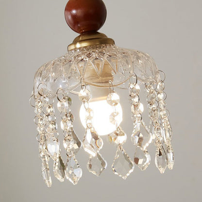 Modern Minimalist Spherical Cylindrical Gourd-Shaped Iron Wooden Acrylic 1-Light Pendant Light For Dining Room
