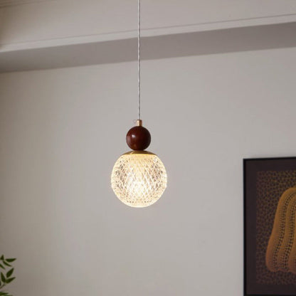 Modern Minimalist Spherical Cylindrical Gourd-Shaped Iron Wooden Acrylic 1-Light Pendant Light For Dining Room