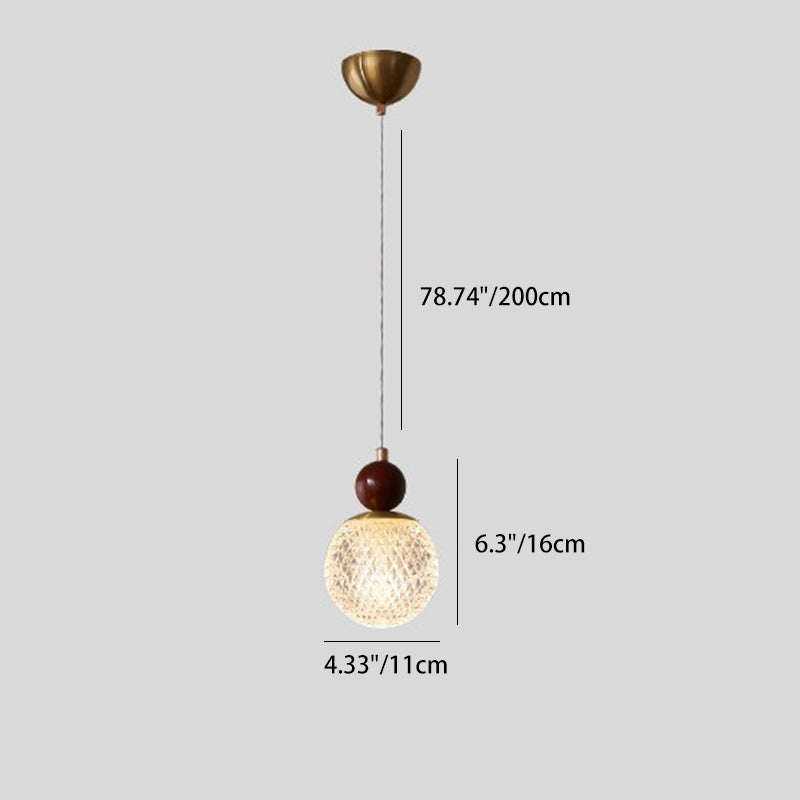 Modern Minimalist Spherical Cylindrical Gourd-Shaped Iron Wooden Acrylic 1-Light Pendant Light For Dining Room
