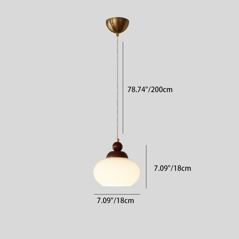 Modern Minimalist Spherical Cylindrical Gourd-Shaped Iron Wooden Acrylic 1-Light Pendant Light For Dining Room
