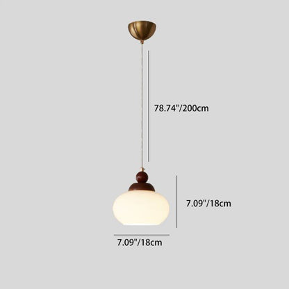 Modern Minimalist Spherical Cylindrical Gourd-Shaped Iron Wooden Acrylic 1-Light Pendant Light For Dining Room
