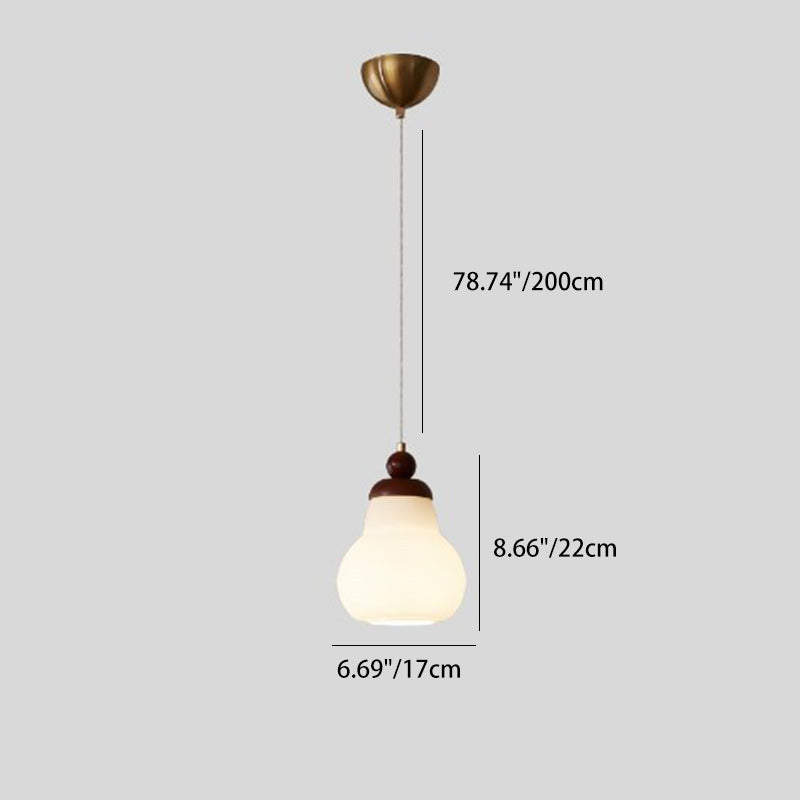 Modern Minimalist Spherical Cylindrical Gourd-Shaped Iron Wooden Acrylic 1-Light Pendant Light For Dining Room