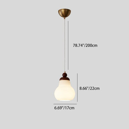 Modern Minimalist Spherical Cylindrical Gourd-Shaped Iron Wooden Acrylic 1-Light Pendant Light For Dining Room