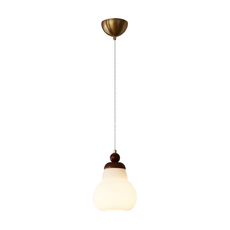 Modern Minimalist Spherical Cylindrical Gourd-Shaped Iron Wooden Acrylic 1-Light Pendant Light For Dining Room
