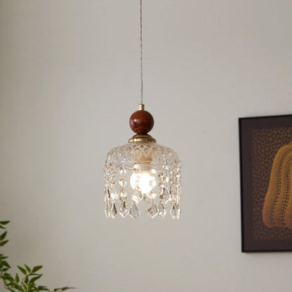 Modern Minimalist Spherical Cylindrical Gourd-Shaped Iron Wooden Acrylic 1-Light Pendant Light For Dining Room