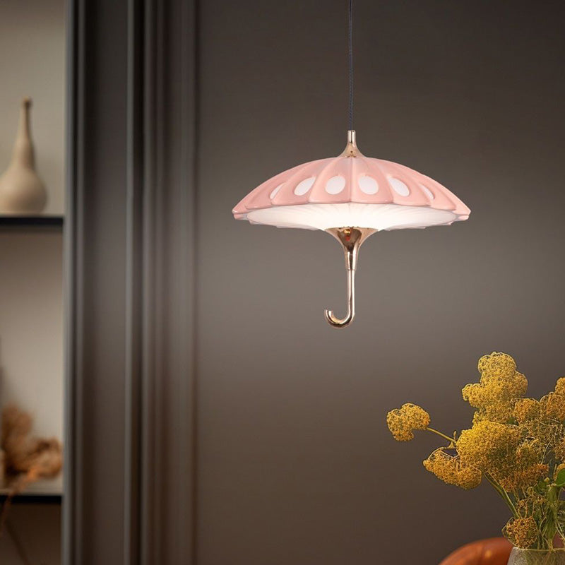 Contemporary Creative Umbrella Aluminum Acrylic LED Pendant Light For Living Room