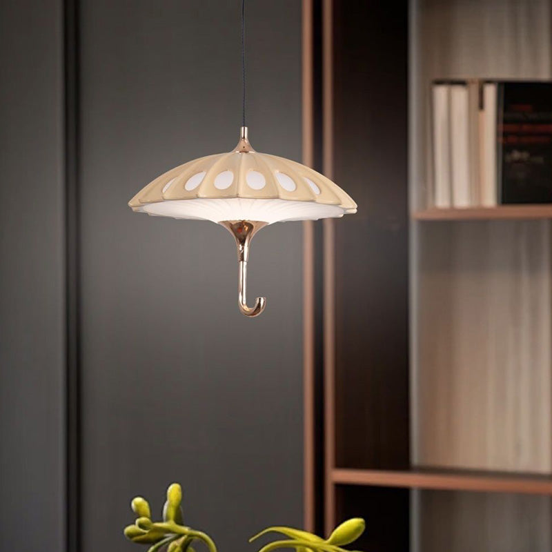Contemporary Creative Umbrella Aluminum Acrylic LED Pendant Light For Living Room